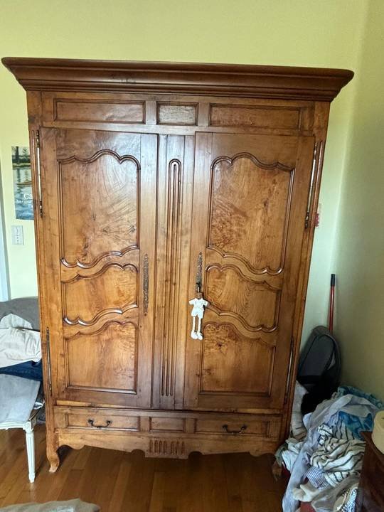 Armoire régionale ancienne en bois sculpté à deux portes